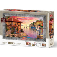 ART PUZZLE Puzzle s rámem a lepidlem 3v1 Středomořský přístav 1000 dílků