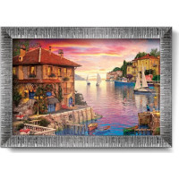 ART PUZZLE Puzzle s rámem a lepidlem 3v1 Středomořský přístav 1000 dílků