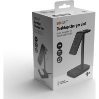 Solight stolní nabíječka 3v1, Qi2, MagSafe kompatibilní