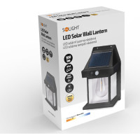 Solight LED solární lucerna nástěnná, teplá bílá, 12x17cm, černá