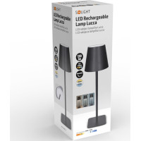 Solight LED nabíjecí lampička Lucca, 120lm, změna CCT, stmívání, černá