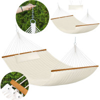 Závěsná houpací síť LUMO PREMIUM DUO prošívaná - 200x140 cm - ecru