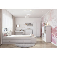 Postel se šuplíky OLAF 200x90 cm - bílá/růžová