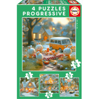 EDUCA Puzzle Králičí město 4v1 (12,16,20,25 dílků)