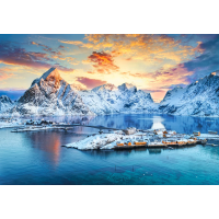 CASTORLAND Puzzle Východ slunce nad Sakrisøy, Lofoty, Norsko 1000 dílků