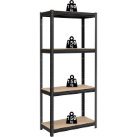 Policový regál - 4 police - 174x80x40 cm - černý