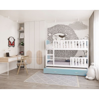 Dětská patrová postel s přistýlkou TAMI Q - 200x90 cm - modro-bílá
