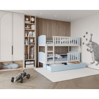 Dětská patrová postel se šuplíkem TAMI Q - 200x90 cm - modro-bílá