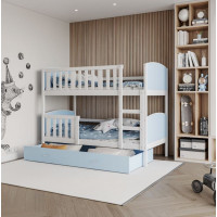 Dětská patrová postel se šuplíkem TAMI Q - 200x90 cm - modro-bílá