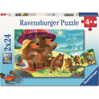 RAVENSBURGER Puzzle Medvědí rodinka na výletě 2x24 dílků