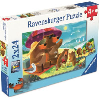 RAVENSBURGER Puzzle Medvědí rodinka na výletě 2x24 dílků