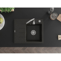 Kuchyňský granitový dřez GASPAR - 60 x 50 cm - černý/zlatý metalický, 6523605000-75