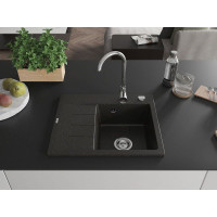 Kuchyňský granitový dřez GASPAR - 60 x 50 cm - černý/zlatý metalický, 6523605000-75
