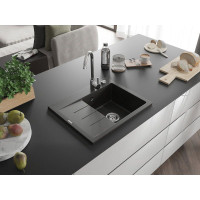 Kuchyňský granitový dřez GASPAR - 60 x 50 cm - černý/zlatý metalický, 6523605000-75
