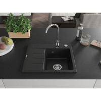 Kuchyňský granitový dřez GASPAR - 60 x 50 cm - černý, 6523605000-77