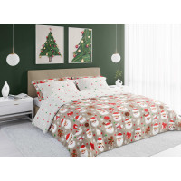 Ložní povlečení z mikrovlákna HOLLY JOLLY Santa Claus - bílé/béžové - 160x200 cm
