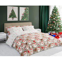 Ložní povlečení z mikrovlákna HOLLY JOLLY Santa Claus - bílé/béžové - 160x200 cm