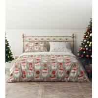 Ložní povlečení z mikrovlákna HOLLY JOLLY Santa Claus - bílé/béžové - 160x200 cm