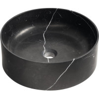 Sapho BLOK kamenné umyvadlo na desku, Ø 40cm, matný černý Marquin 2401-52