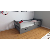 Dětská postel z masivu borovice FRANK - 200x90 cm - šedá