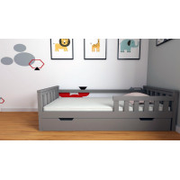 Dětská postel z masivu borovice FRANK - 200x90 cm - šedá