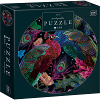 INTERDRUK Kulaté puzzle Secret Garden: Pár pávů 500 dílků