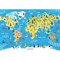 INTERDRUK Puzzle se samolepkami Mapa světa 250 dílků