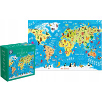 INTERDRUK Puzzle se samolepkami Mapa světa 250 dílků