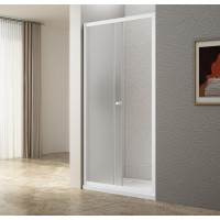 Aqualine UGGA posuvné sprchové dveře 1100mm, sklo Brick, bílá AWS110