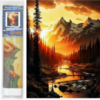 NORIMPEX Diamantové malování Horská řeka při západu slunce 30x40cm