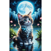 NORIMPEX Diamantové malování Kočka u rybníka 30x40cm