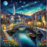 NORIMPEX Diamantové malování Noční Benátky 30x40cm