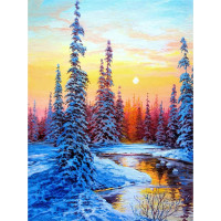 NORIMPEX Diamantové malování Řeka v zimě 30x40cm