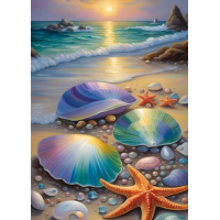 NORIMPEX Diamantové malování Škeble a hvězdice 30x40cm
