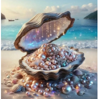 NORIMPEX Diamantové malování Škeble s pokladem 30x40cm