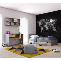 Postel se šuplíky JOY 200x90 cm - šedá/dub artisan