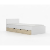 Postel se šuplíky JOY 200x90 cm - bílá/dub artisan