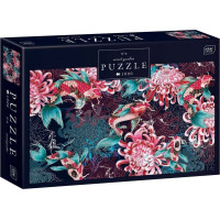 INTERDRUK Puzzle Secret Garden: Koi kapři a chryzantémy 1000 dílků