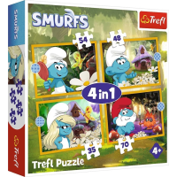 TREFL Puzzle Život ve šmoulí vesnici 4v1 (35,48,54,70 dílků)