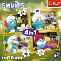 TREFL Puzzle Život ve šmoulí vesnici 4v1 (35,48,54,70 dílků)