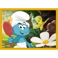 TREFL Puzzle Život ve šmoulí vesnici 4v1 (35,48,54,70 dílků)