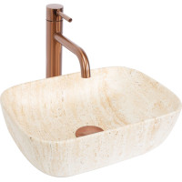 Keramické umyvadlo Rea BELINDA MINI TRAVERTINE - béžové matné - imitace kamene