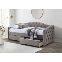 Postel z masivu HELLO 200x90 cm se šuplíky - čalouněná - velvet béžová