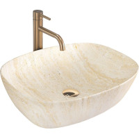 Keramické umyvadlo MAXMAX Rea FREJA - TRAVERTINE - imitace kamene