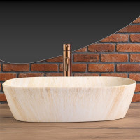 Keramické umyvadlo MAXMAX Rea FREJA - TRAVERTINE - imitace kamene