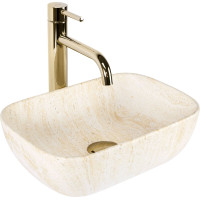 Keramické umyvadlo Rea BELINDA MINI TRAVERTINE - béžové matné - imitace kamene