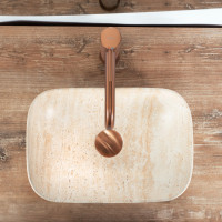 Keramické umyvadlo Rea BELINDA MINI TRAVERTINE - béžové matné - imitace kamene