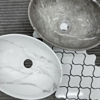 Keramické umyvadlo MAXMAX Rea SOFIA mini - CLOUDY - imitace kamene