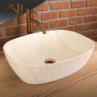 Keramické umyvadlo MAXMAX Rea FREJA - TRAVERTINE - imitace kamene