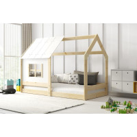 Dětská domečková Montessori postel REGINA se stříškou 160x80 cm - bez povrchových úprav